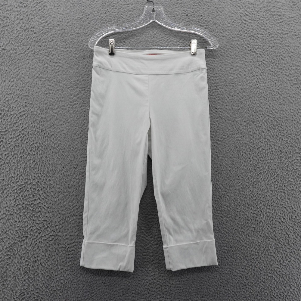 Krazy Larry Pull On Capri Pants 4 White Womens Stretch Nylon Blend Made in USA